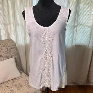 Style & Co. White Tank Top with Embroidery Accents